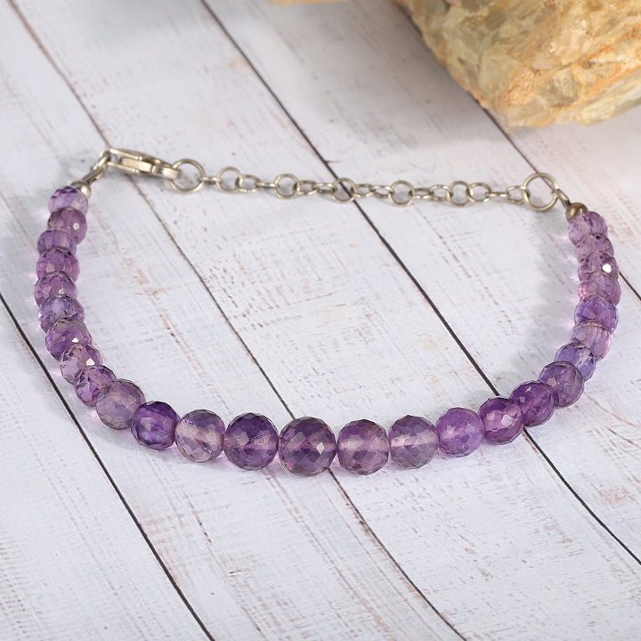 Amethyst Beads Silver Bracelet