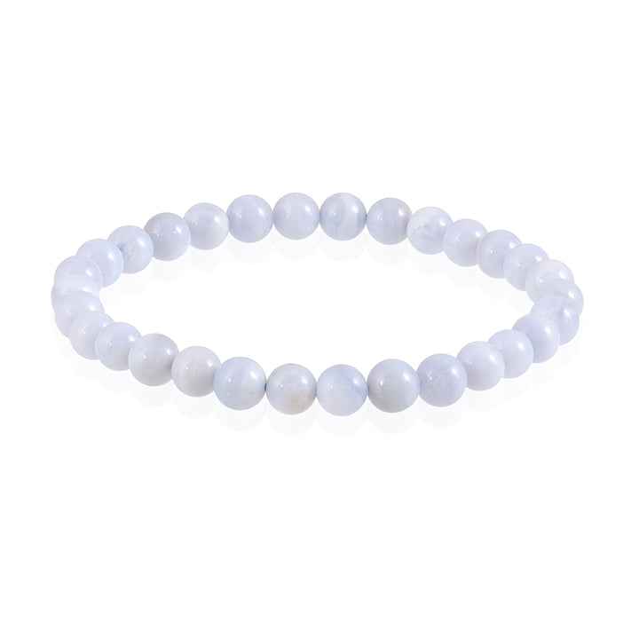 Blue Lace Agate Stretch Bracelet: Stone of Calmness