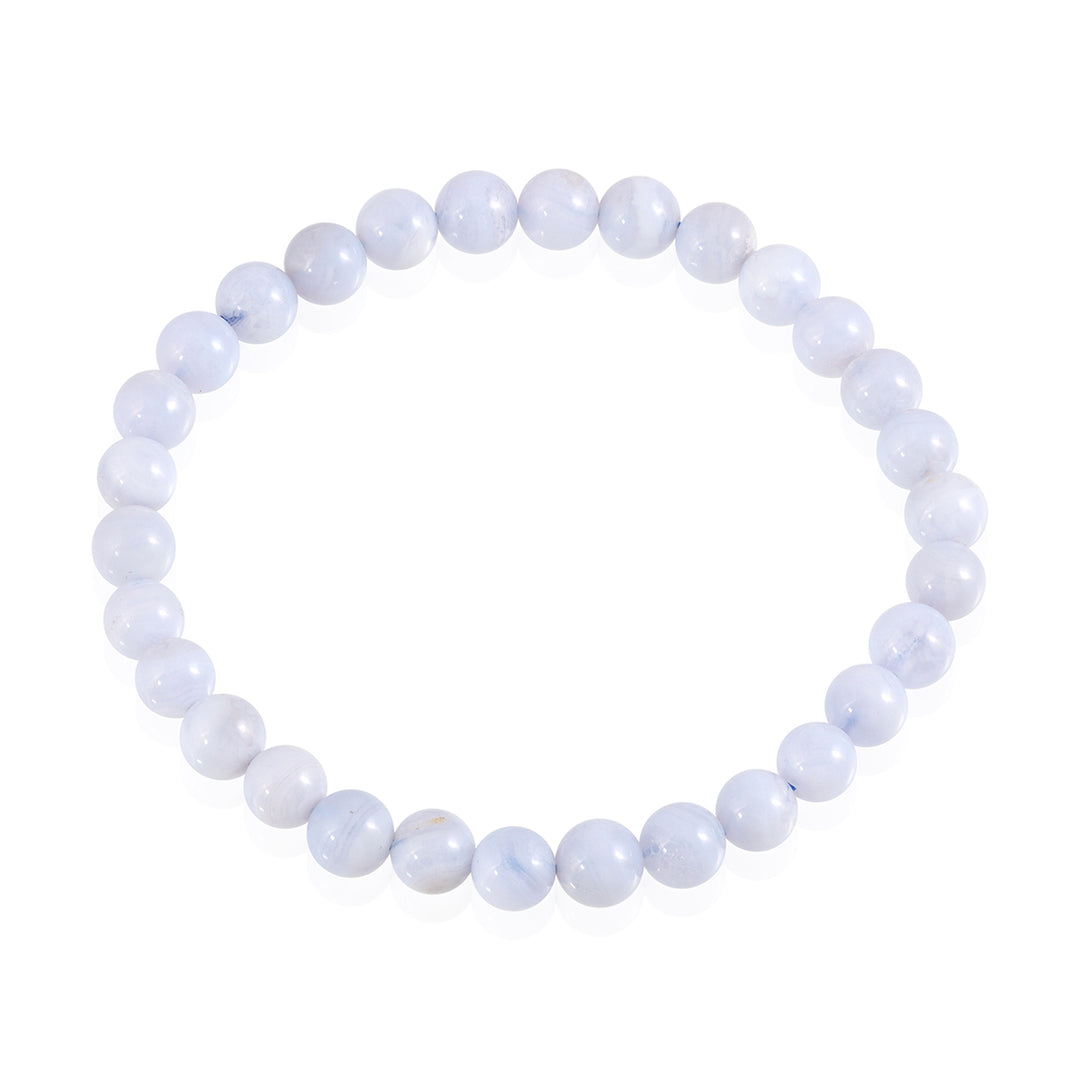 Blue Lace Agate Stretch Bracelet: Stone of Calmness