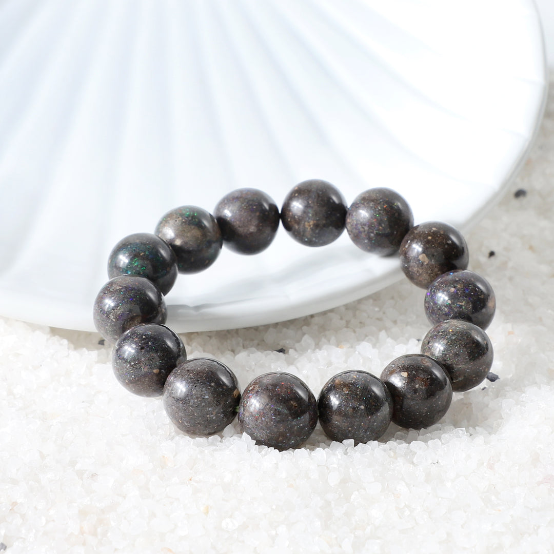 Smooth Round Opal Beads in Striking Black