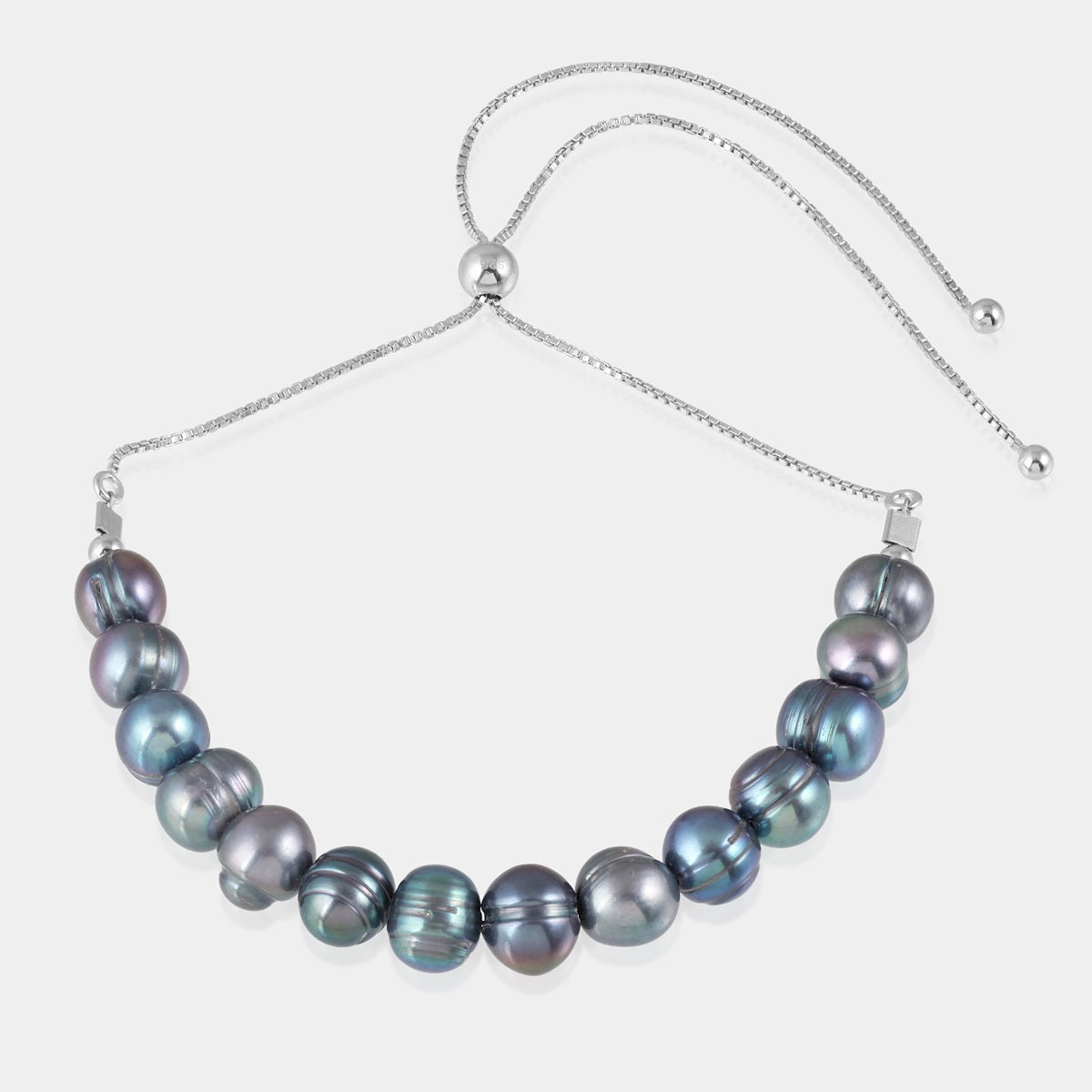 Mystic Pearl Beads Silver Bolo Chain Bracelet