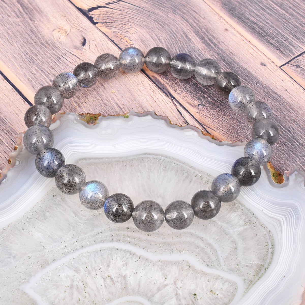 Symbolic image representing positive changes and transformative energies associated with Labradorite, portrayed elegantly in the bracelet