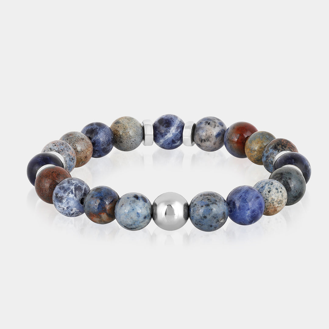 Dumortierite and Hematite Stretch Bracelet