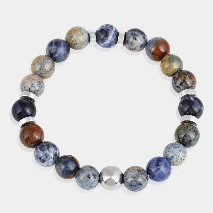 Dumortierite and Hematite Stretch Bracelet