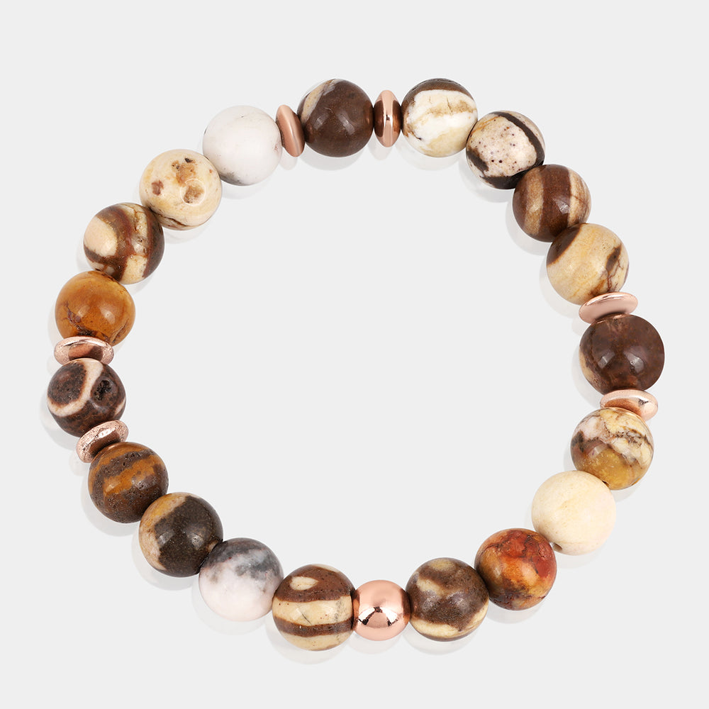 Zebra Jasper and Hematite Stretch Bracelet