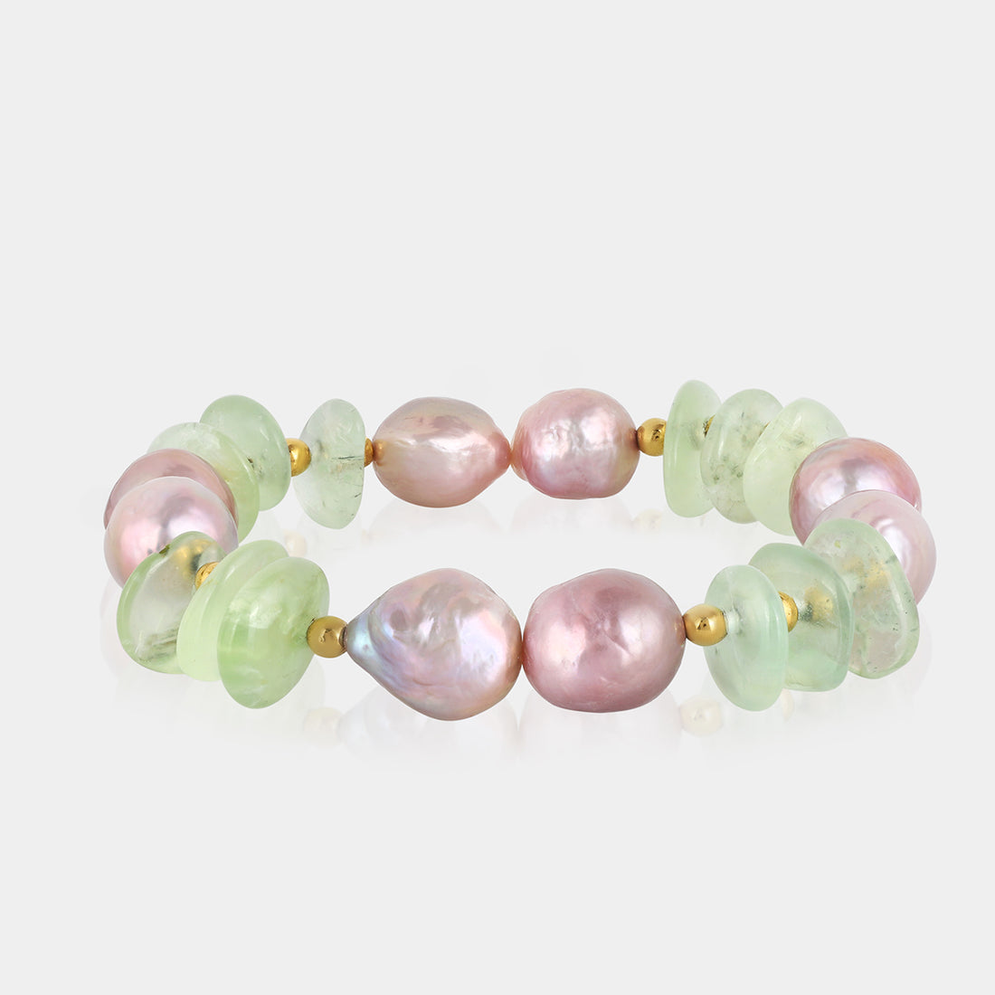 Pearl, Prehnite and Hematite Stretch Bracelet