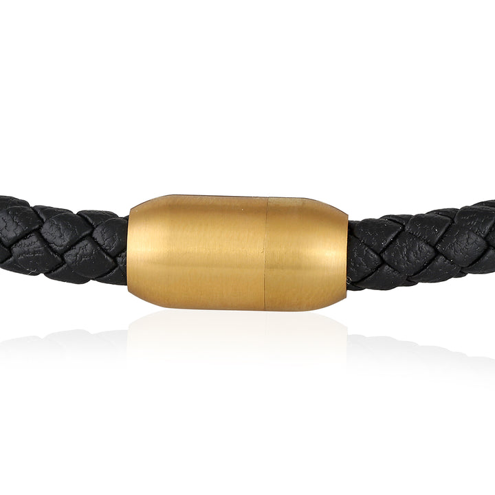 Black Spinel Infinity X Leather Bracelet