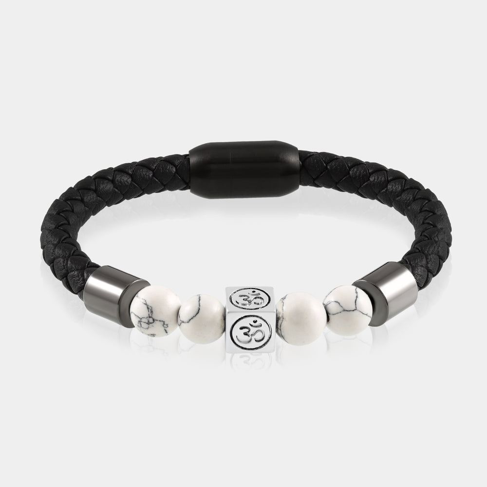 Zen-inspired Om charm leather bracelet