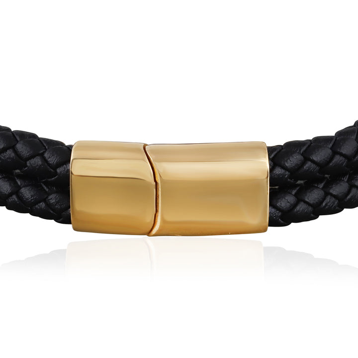 Tiger's Eye Double Layer Leather Gold Bracelet