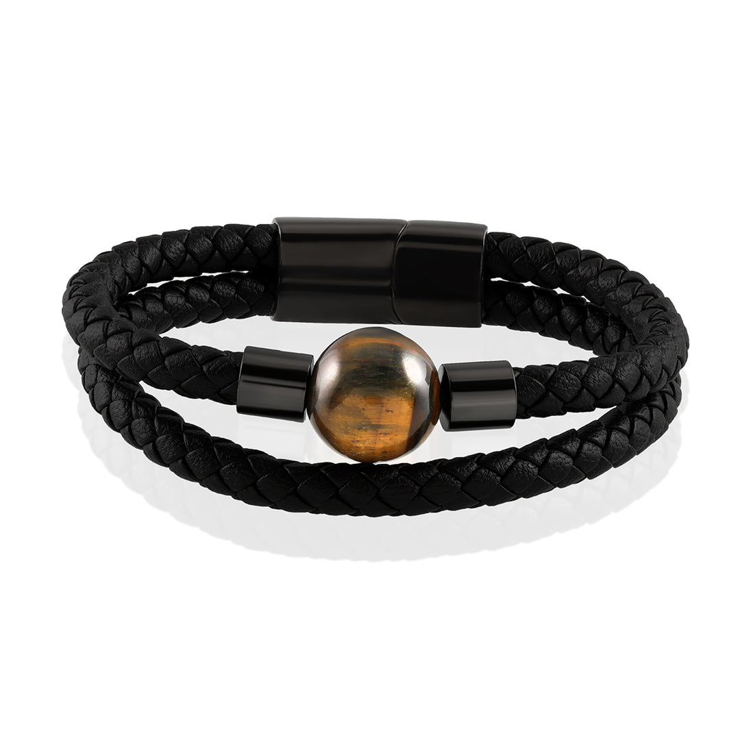 Tiger's Eye Braided Rope Leather Bracelet