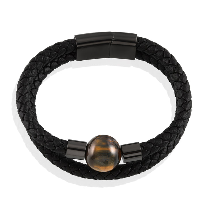 Tiger's Eye Braided Rope Leather Bracelet