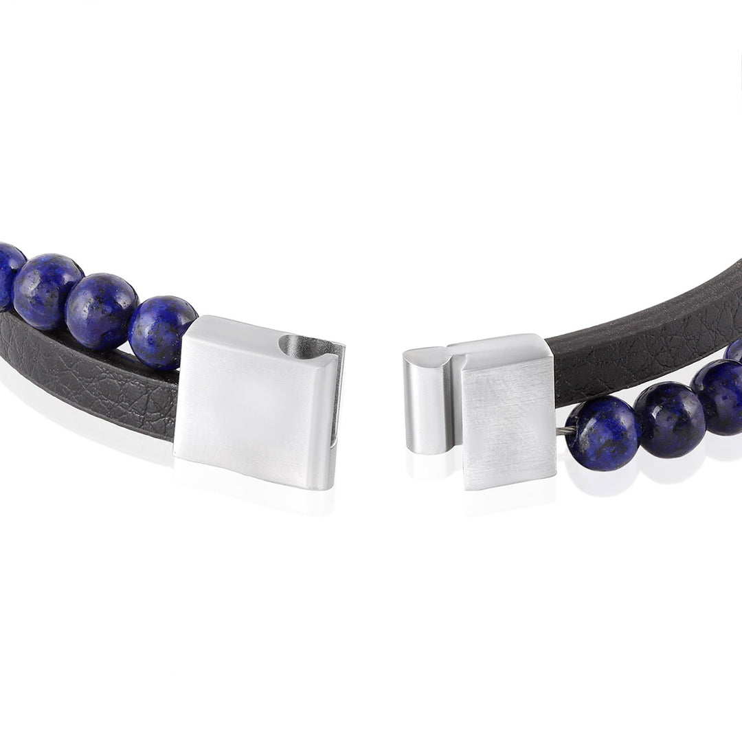 Exquisite Lapis Lazuli Beads Bracelet with Leaf Charm