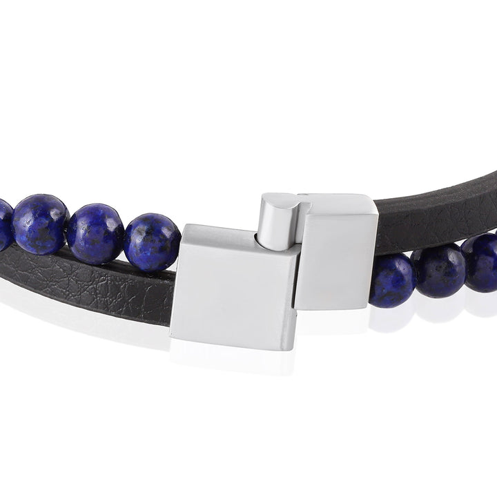 Exquisite Lapis Lazuli Beads Bracelet with Leaf Charm