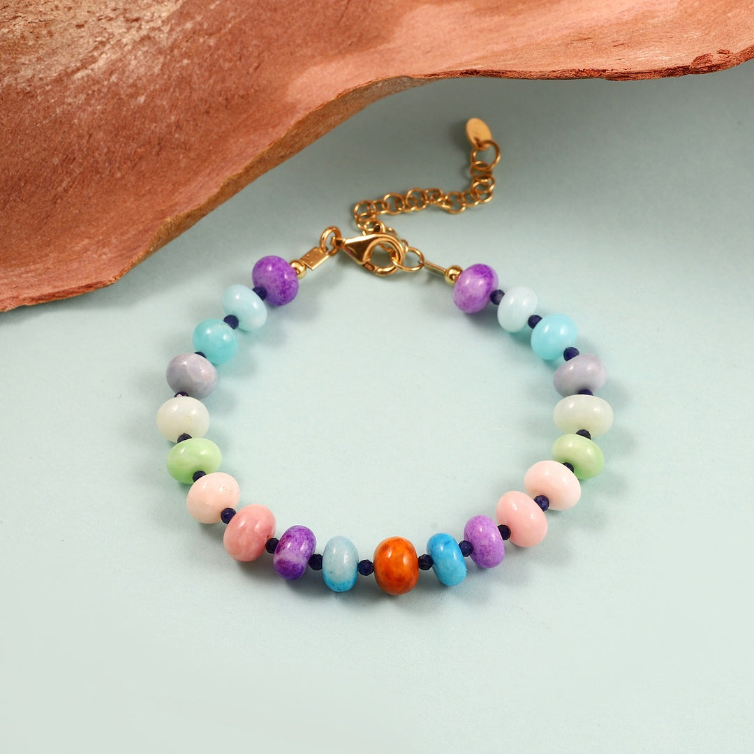 Multicolored Opal Gemstone Beads Bracelet