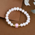 Handmade Stretchable Friendship Bracelet with Pearl and Hematite Gemstones