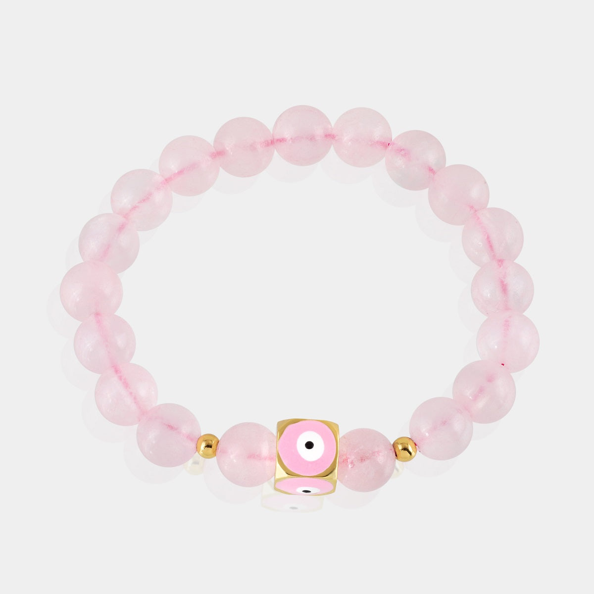Rose Quartz and Pink Evil Eye Stretch Bracelet