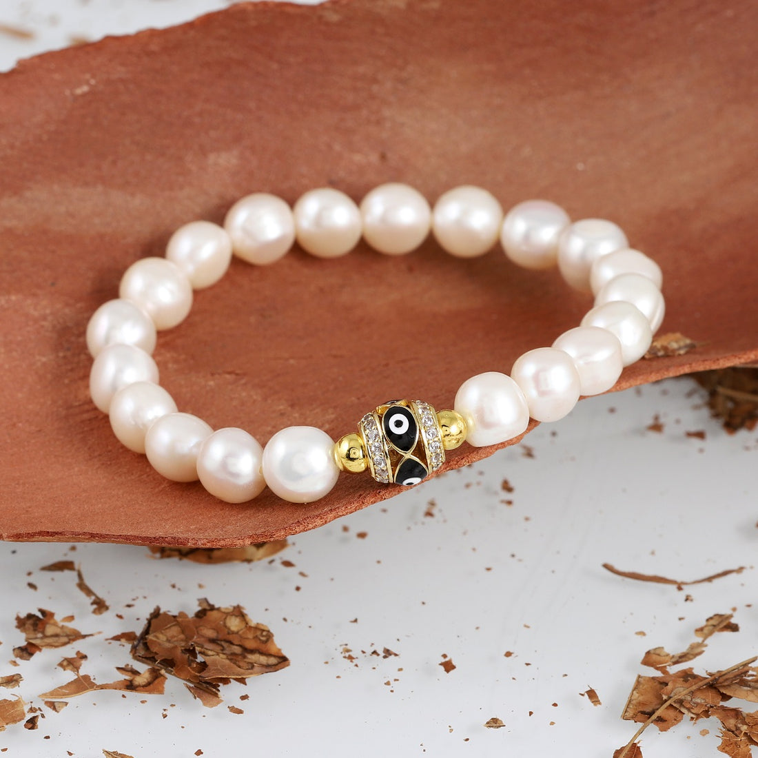 Pearl and Hematite Friendship Bracelet - Handmade Stretch Design