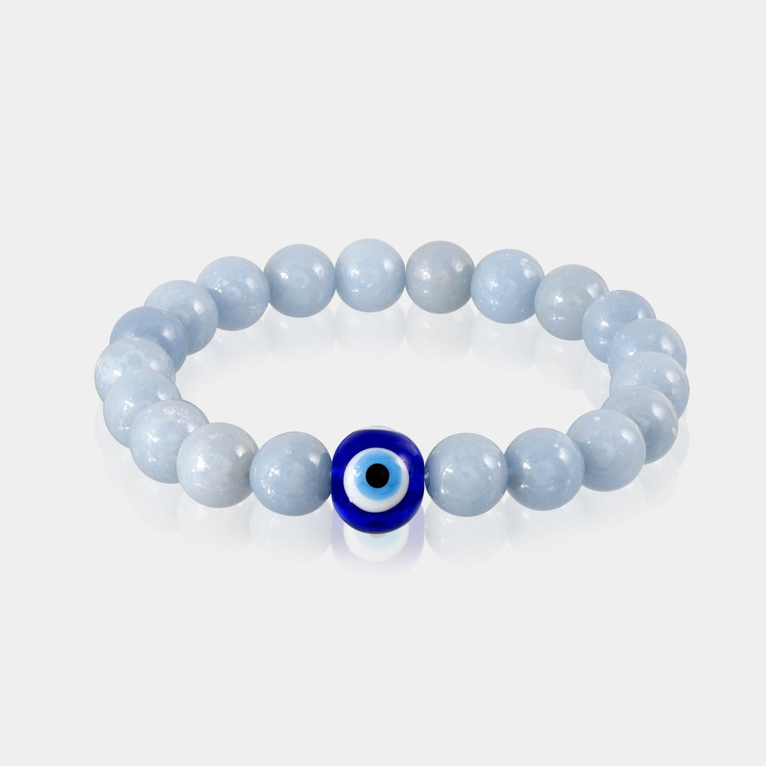 Blue Angelite Friendship Bracelet with Evil Eye Beads