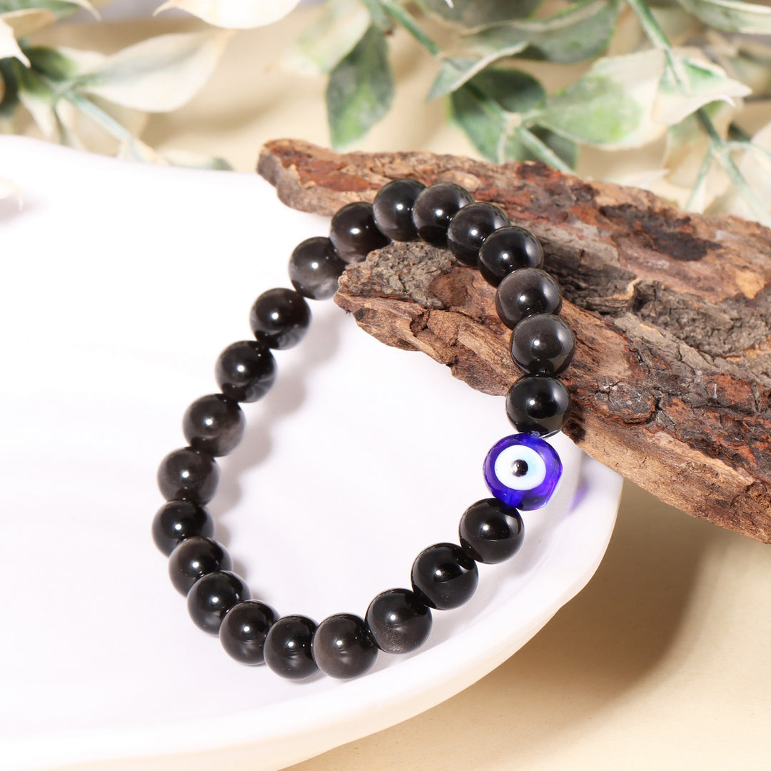 Handmade Stretchable Friendship Bracelet with Golden Obsidian Gemstone