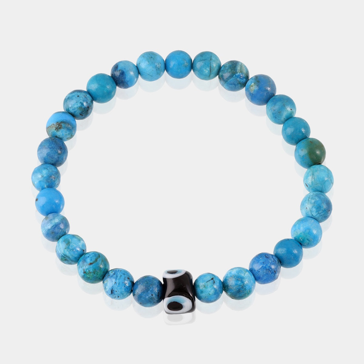Serene Blue Opaline Beads on Stretchable Bracelet