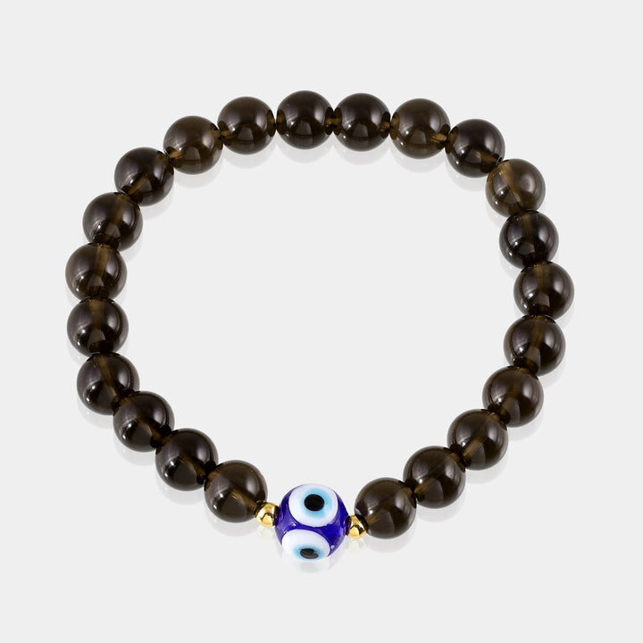 Detailed view of Evil Eye beads, featuring a protective symbol against negative energies.