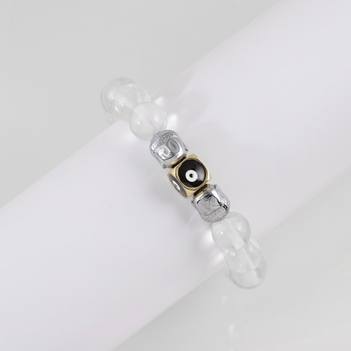 Fashionable Crystal Quartz and Hematite Handmade Bracelet
