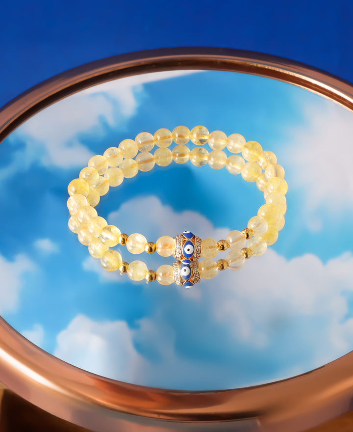 Citrine and Evil Eye Stretch Bracelet