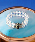 Crystal Quartz and Hematite Buddha Bracelet with Evil Eye Charm