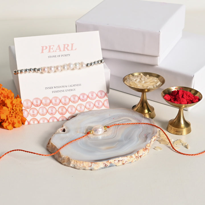 Pearl Rakhi Combo - Purity & Elegance