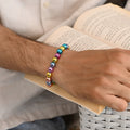 Multicolor Hematite Harmony Stretch Bracelet on wrist - Stylish and vibrant accessory