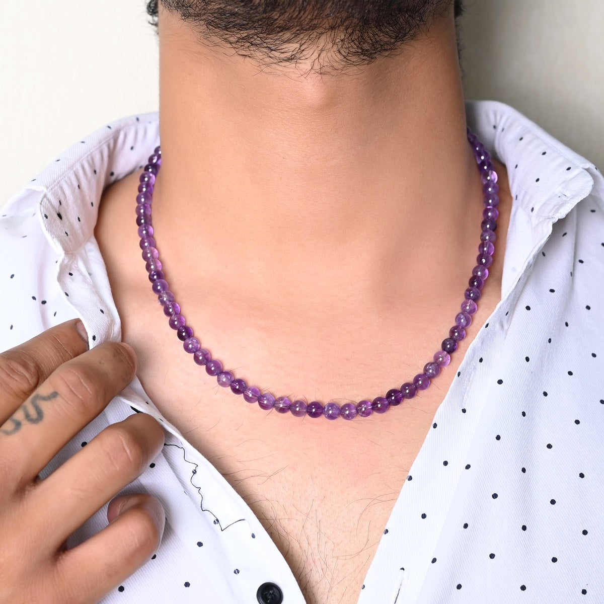 Men's Amethyst Gemstone Silver Necklace: Sophistication meets spirituality