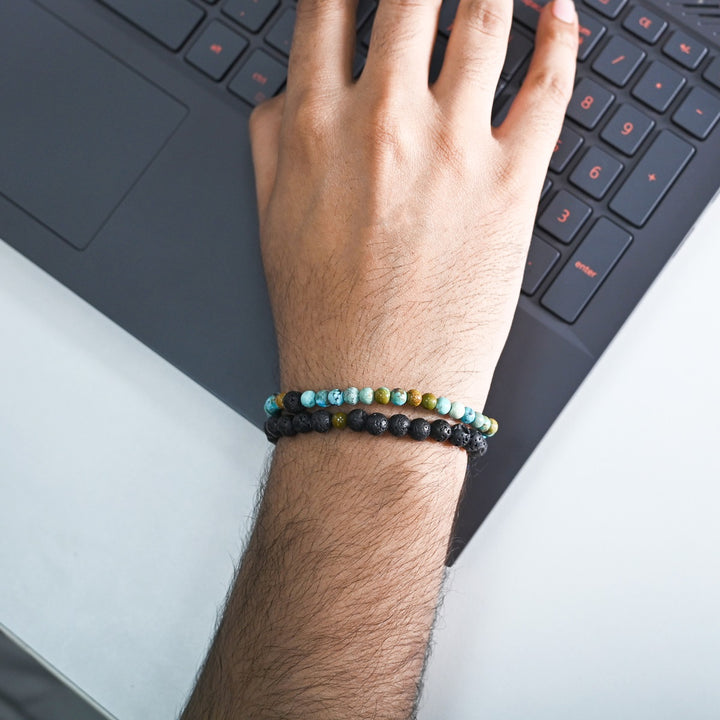 Turquoise and Lava Bracelet Combo