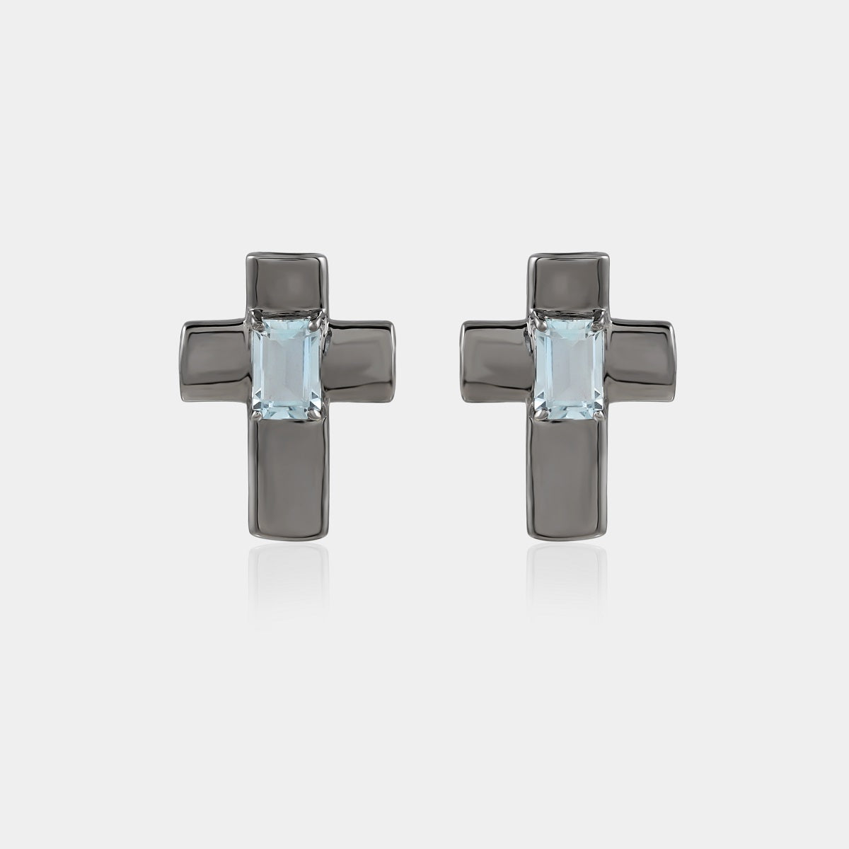Detailed View of Blue Gemstone Octagon Studs