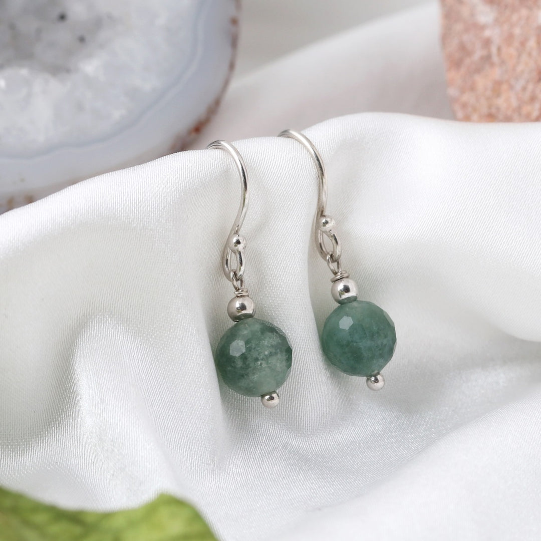 Green Quartz Silver Earrings