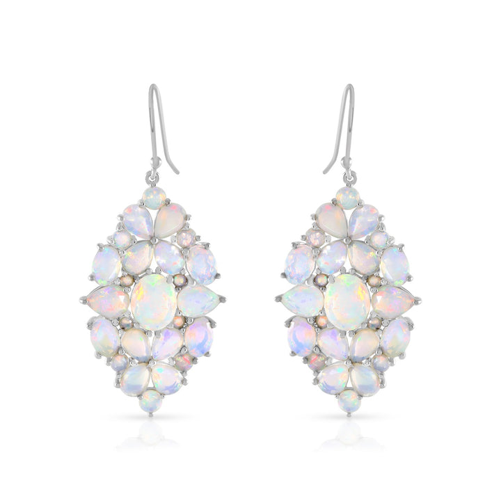 Ethiopian Opal Silver Dangle Earrings