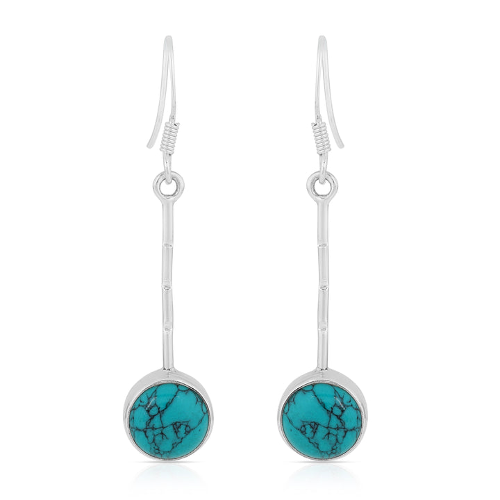 Turquoise Round Silver Dangle Earrings