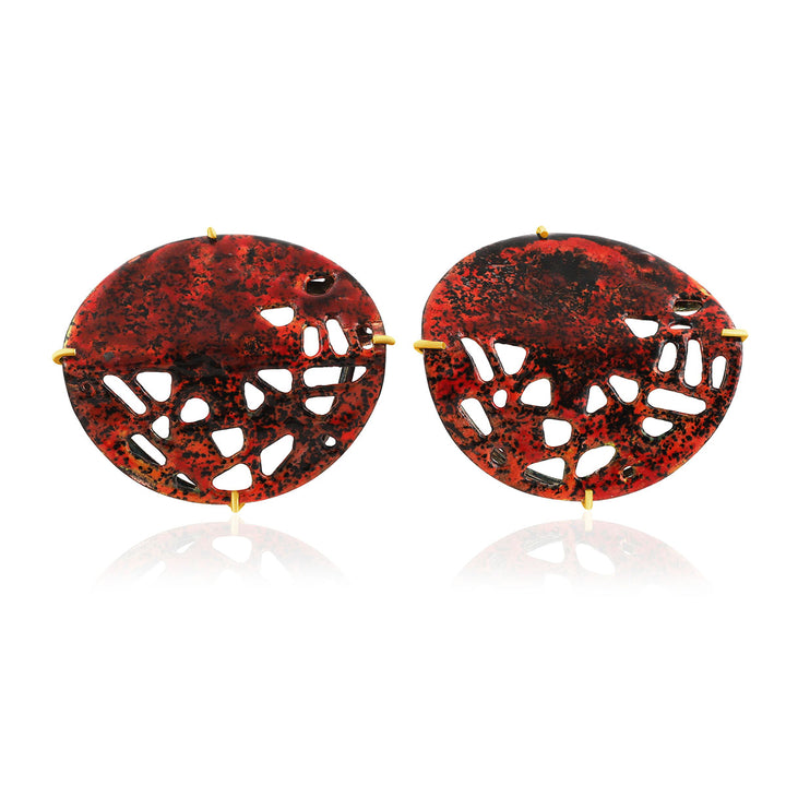 Graphics Painted Enamel Silver Stud Earrings