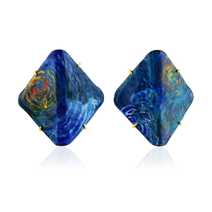 Graphics Painted Enamel Fancy Stud Earrings