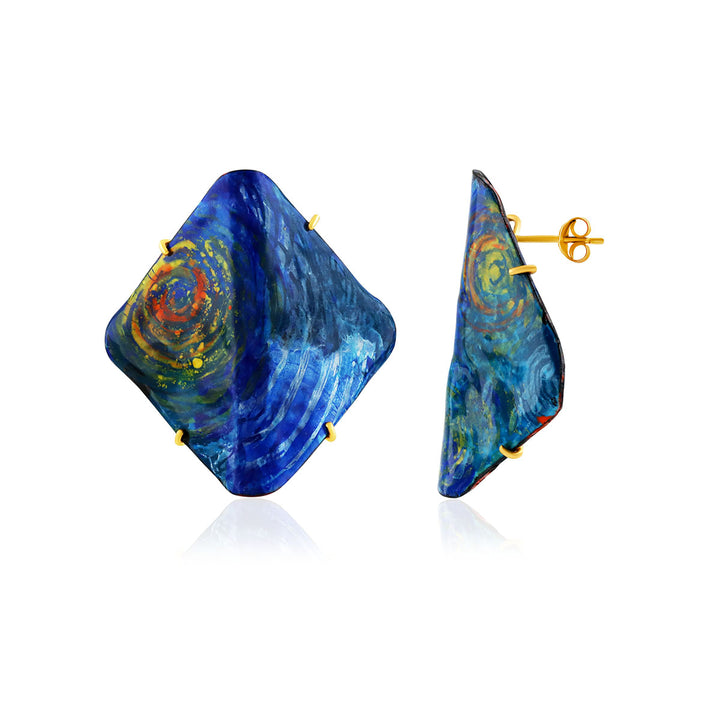 Graphics Painted Enamel Fancy Stud Earrings