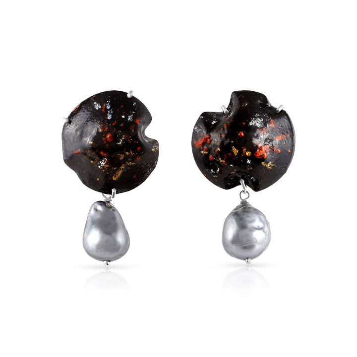 Pearl Graphics Painted Silver Drop Earrings