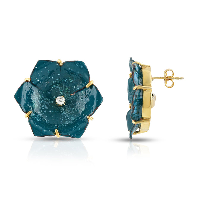 Zircon Graphics Painted Floral Stud Earrings