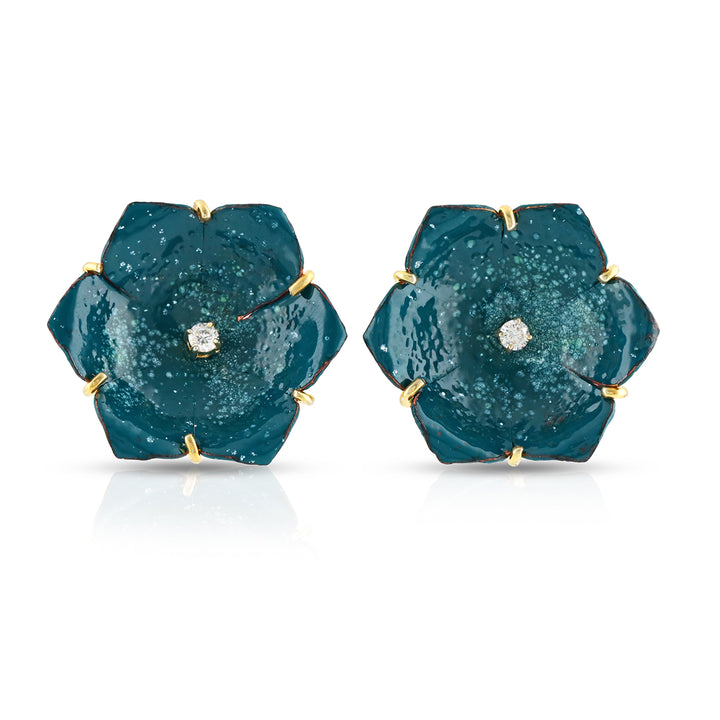 Zircon Graphics Painted Floral Stud Earrings