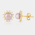 Classic Studs with Pink Pearls and Brilliant Zirconia Stones