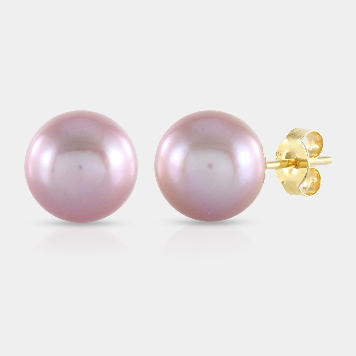 Close-Up of Pink Pearl Earrings with Gold Accents