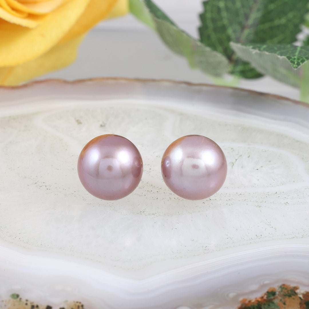 Mystic Pink Pearl 925 Silver Stud Earrings