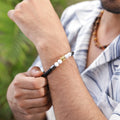 Howlite Beads with Jaquar Charm Leather Bracelet