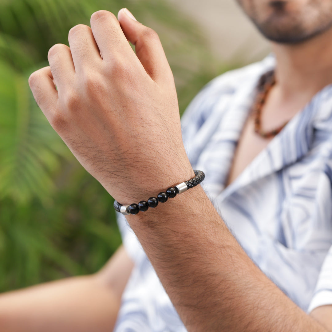 Black onyx beads bracelet