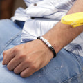 Stylish leather wristband with magnetic lock