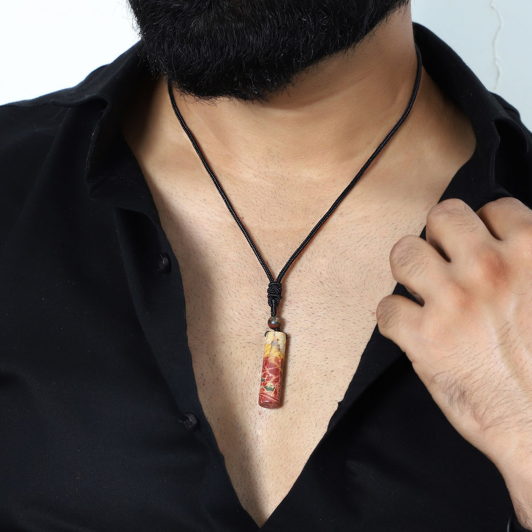 Pendant wrapped necklace featuring a Red Jasper gemstone.