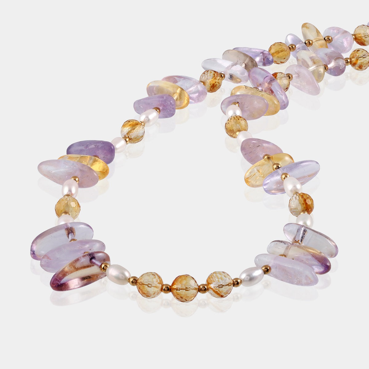 Natural Ametrine, Citrine, Pearl, and Hematite Necklace - Elegance and Positivity